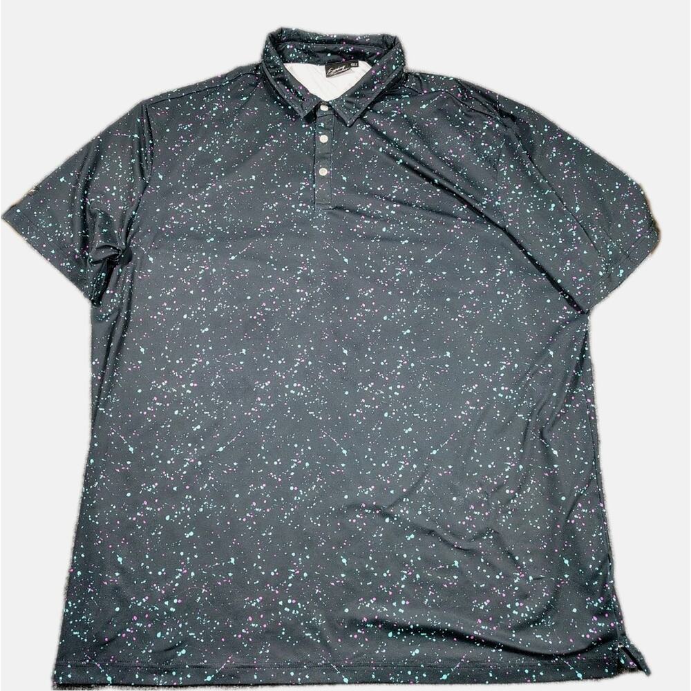 Sunday Swagger Polo Shirt Mens 4XLT Black Paint Splatter Lightweight Golf Active